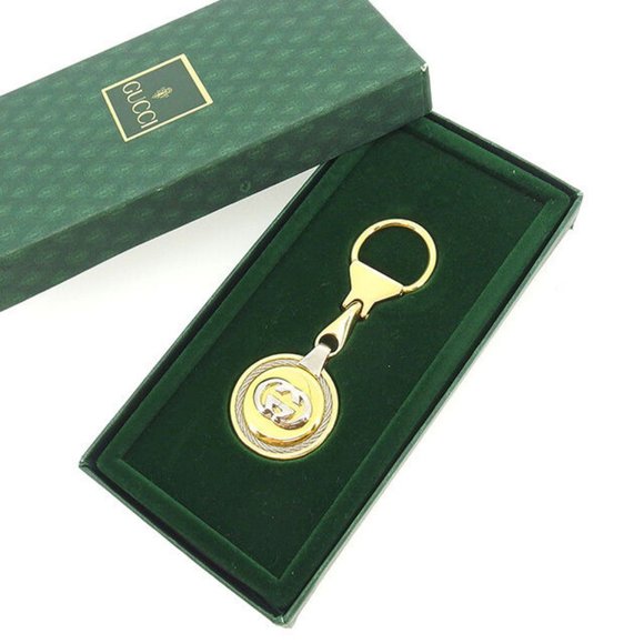 Authentic Gucci key ring Key holder Interlocking Gold Silver Woman - Picture 1 of 5